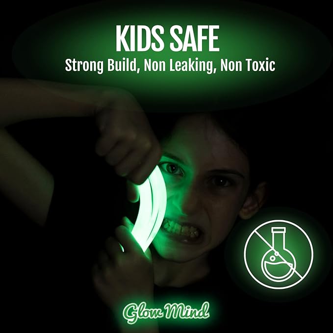 100 Ultra Bright Glow Sticks Bulk Party Pack - Halloween Glow in the Dark Party Supplies Pack - 8" Glowsticks Party Favors with Bracelets and Necklaces