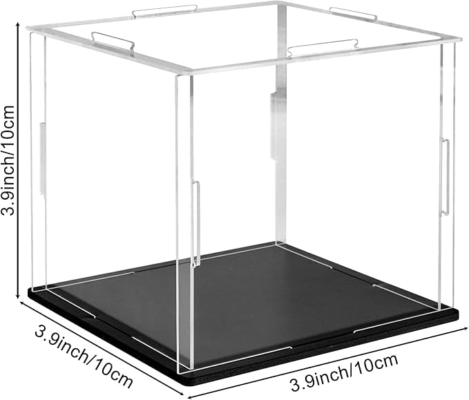Self-Assembly Acrylic Display Case Mini Clear Display Case Small Acrylic Display Box Dustproof Protection for Figures Collectibles Memorabilia Jewelry Toys Storage，3.9x3.9x3.9inch