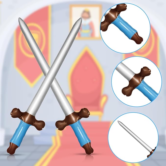 CANIPHA 12Pcs Inflatable Pirate Swords Set, 24In Plastic Swords for Birthday Theme Party Halloween Costume Cosplay Supplies, Stage Props