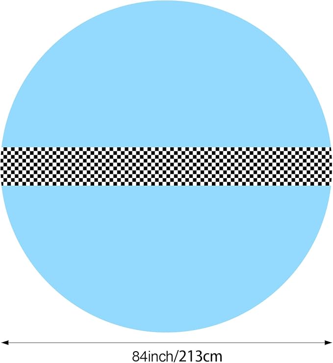 Oudain 6 Pcs Cars Birthday Party Supplies Racing Party Decorations Round Racing Tablecloth Checkered Flag Table Covers Road Plastic Table Cloth, 1950s Disco Dancing Party Tablecloth (Light Blue)