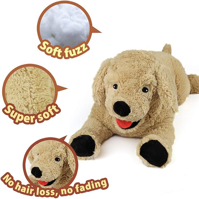 LotFancy Dog Stuffed Animals, 26'' Cuddly Golden Retriever Stuffed Animals, Dog Plush Toy, Large Stuffed Dogs for Birthday, Beige