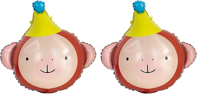 Animal Head Foil Balloon Kit, Lion Bear Monkey Cat foil balloon, Birthday Party Decorations, Baby Shower Supplies (Monkey(2 pieces))