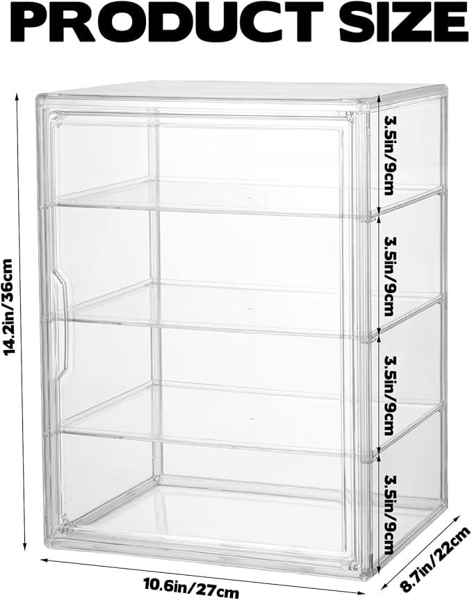 Clear Acrylic Miniature Storage Case with Magnetic Door for Collectibles Stackable Miniature Carrying Case Transport Action Figure Display Case for Warhammer 40k Miniatures, Death Guard 40k
