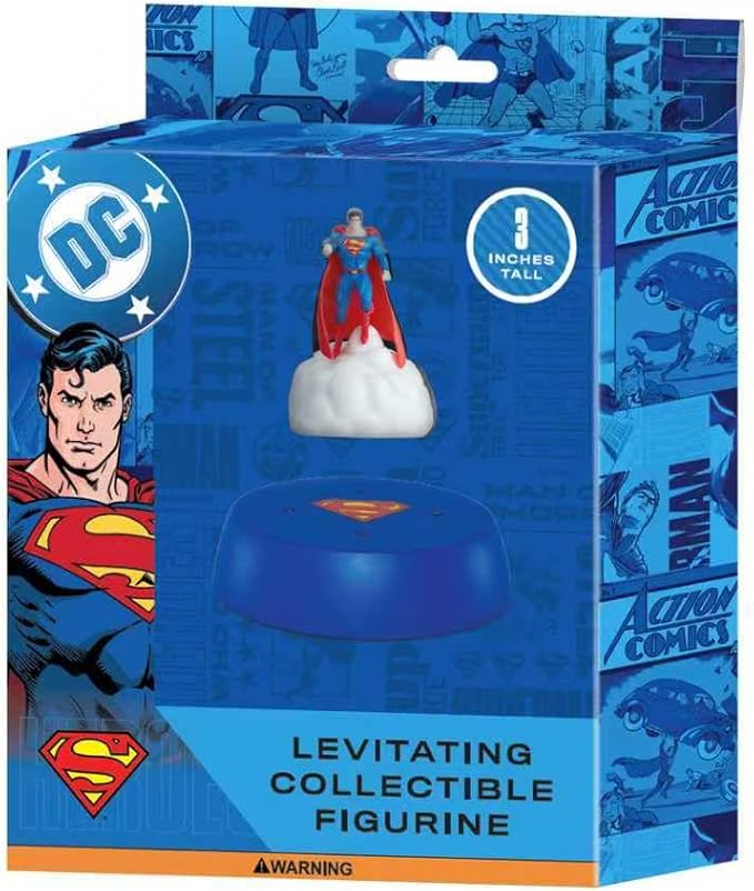 WARNER BROS Officially Licensed Superman Magnetic Floating Collectible Figurine with LED Lights – Levitating Superhero Display for Home Décor & Gifts