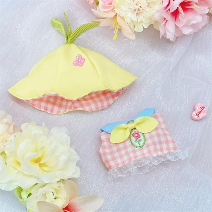 Clothes for 15/17cm Doll (No Doll), Fashion Outfit Set - Hat + Skirt, Cute Dress Up Accessories (Outing Set)