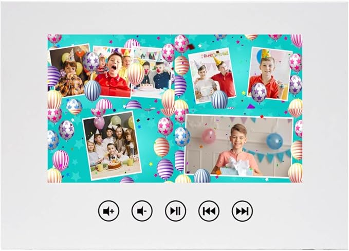 Personalized Birthday Card with Video for Boys – Photo Slideshow Gift for Kids – 7” Digital Display, Rechargeable Battery, 512MB, Plays Automatically on Open