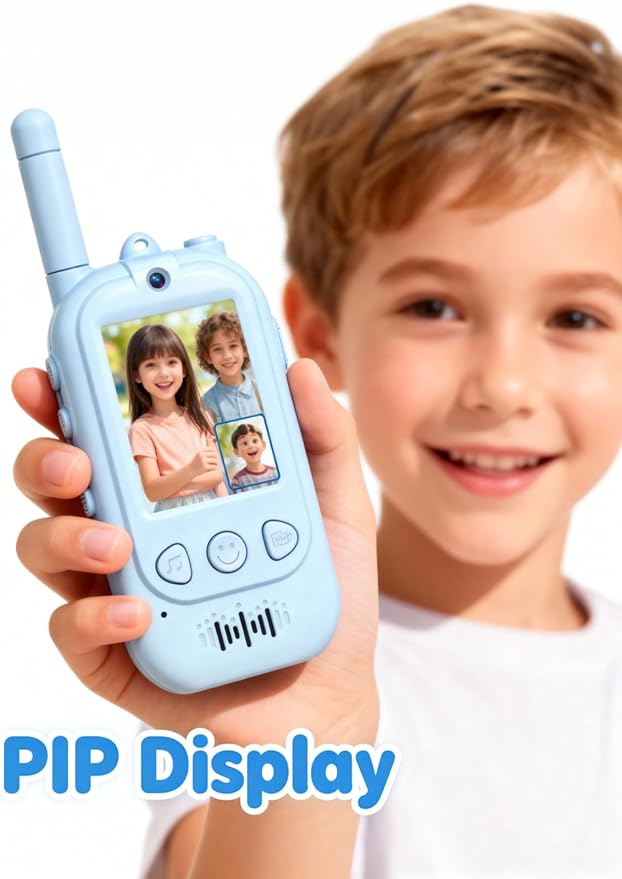 Video Walkie Talkies, Kids Home Communication Toys with Screen, Video Walkie Talkies for Kids with Voice Changer, Easy Walkie Talkie Toys Gifts for Family Interaction Indoor Outdoor Ages 3-12