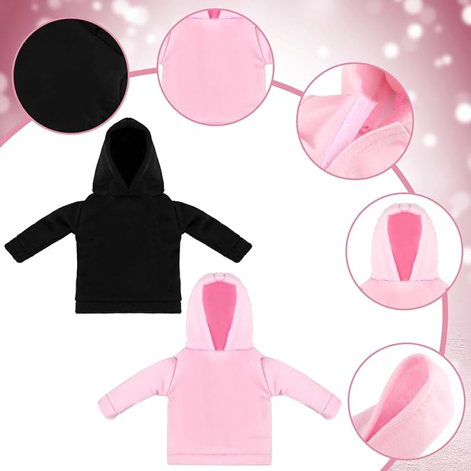Bencailor 4 Pcs Doll Clothes Winter Sweater Hoodie Accessories Cute Hoodie Clothing Set(Black, Pink, White, Gray,11.5 Inch Doll)