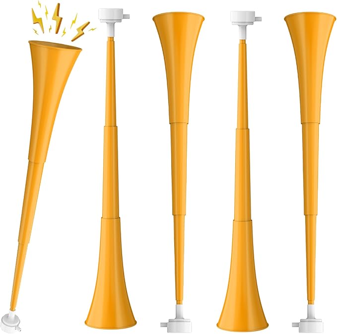 Collapsible Stadium Horn 24 Inch Vuvuzela Plastic Trumpet Blow Horns Noisemakers Loud Sound Soccer Cheer Horn for Sporting Events Graduation Games School Party Supplies Favors Accessories