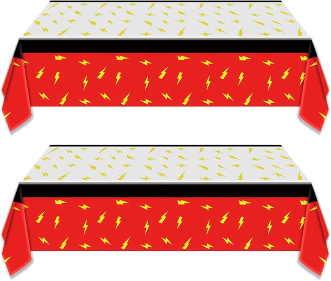 2Pcs Cartoon Animation Party Tablecloths 70.8×42.5 inch Red and White Tablecloths Table Decorations Party Supplies (Red)