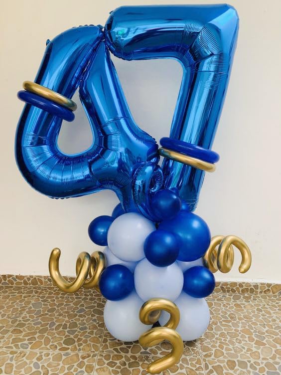 Navy Blue 4 Balloon, Number Balloon 40 Inch, 4th Blue party decorations, Four Large Numbers for Party Decor, Number 4 Balloon