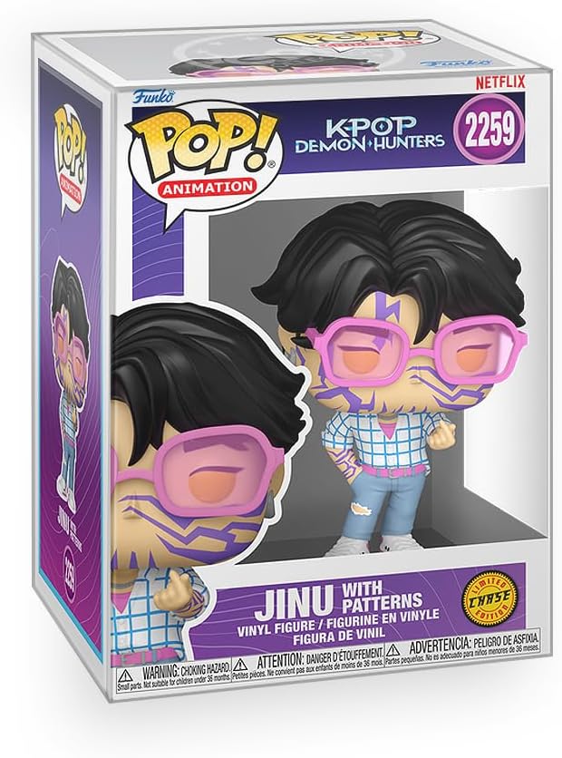 Funko Pop! Animation: Kpop Demon Hunters - Saja Boys Jinu Demon Pattern (Chase Variant) Vinyl Figure Collectibles Bundled with Box Protector
