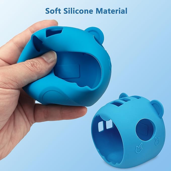 Silicone Cover Case for Punirunes Interactive Digital Toy Squishy Characters Pet, Screen Protector for Punirunes Virtual Electronic Pets Accessories(Silicone Case and Lanyard) (Blue)