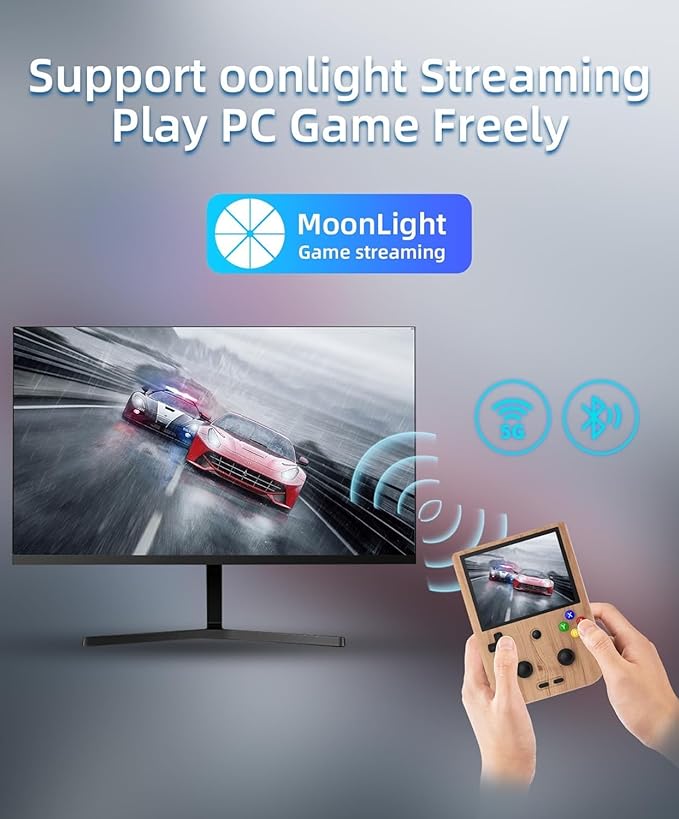 RG405V Retro Handheld Game, Android 12 Built-in 128G TF Card,4 inch IPS Touch Screen with Game Front-end,RG405V Supports 5G WiFi Bluetooth 5.0 Capable of Over 20 Game formats (Wood Grain)