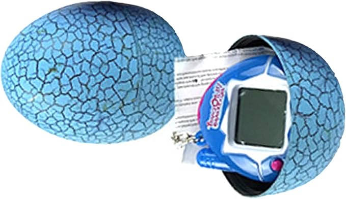 Virtual Electronic Digital Pet Game Machine Keychain with Egg Shaped Case, Upgraded Collector's Edition Virtual Pets for Kids (Blue)