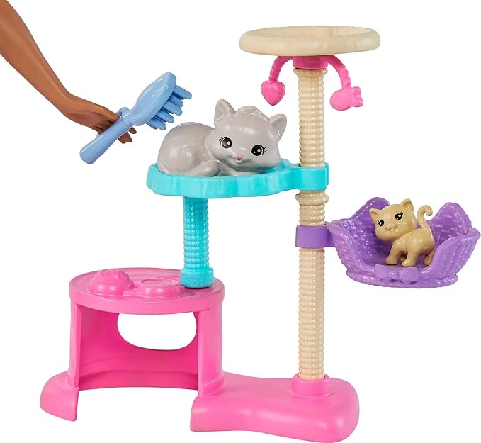 Barbie Kitty Condo Doll & Pets, Cat Tree Toy Playset with 5 Kitten Figures & Accessories