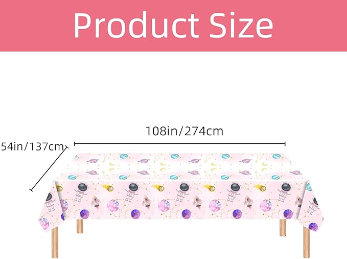 3pcs Pink Space Party Tablecloth First Trip Around The Sun Birthday Space Theme Disposable Rectangle Table Cover Decorations,Outer Space Sun Theme Party Baby Shower Supplies