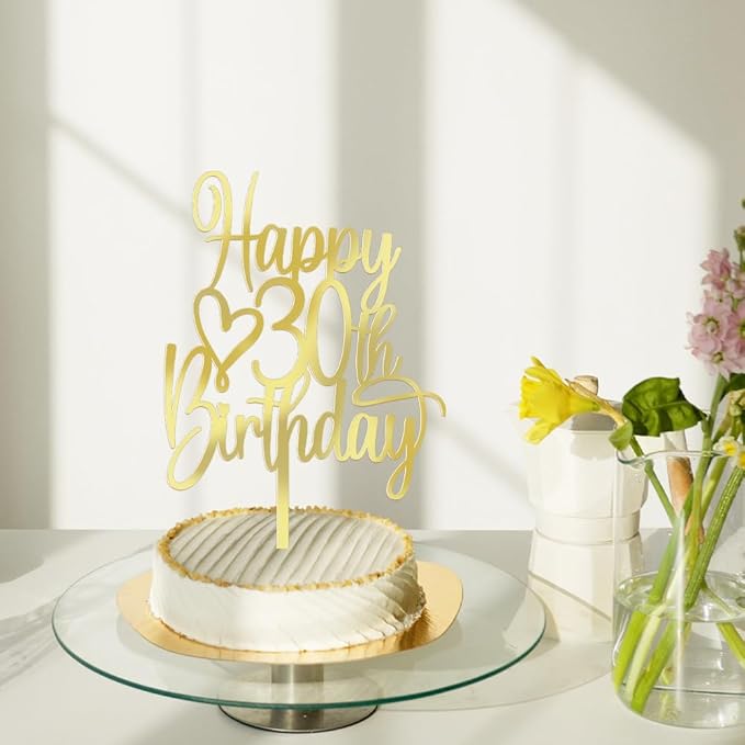 Acrylic Happy 30th Birthday Cake Topper - Cheers to 30 Years Cake Topper, 30 & Fabulous Cake Decoration for Hello 30th Birthday Anniversary Party Cake Decorations Supplies
