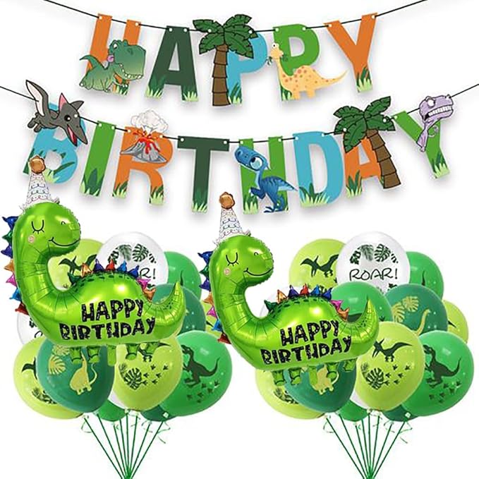 Large Green Dinosaur Balloons,2 PCS 35 Inch Dino Balloons,Dinosaur Birthday Balloon