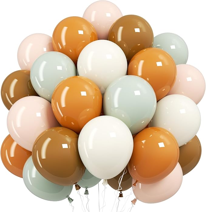 Dusty Green Orange Balloon,Brown Nude Jungle Safari Wild Woodland Balloon, Olive Green Orange Cream Balloons for Neutral Baby Shower Bridal Shower Gender Reveal Birthday Fall Party Decorations