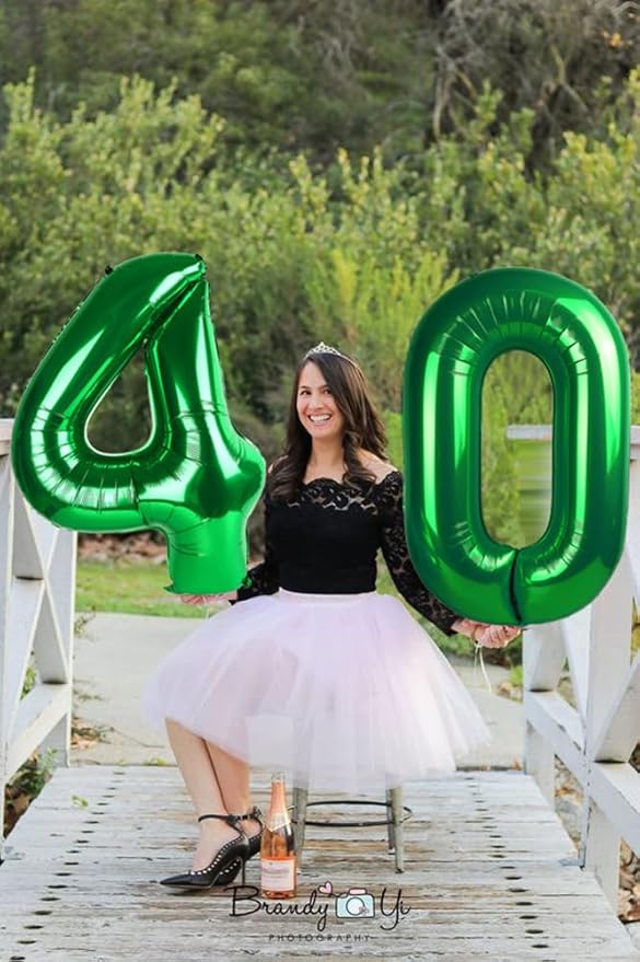 2 Numbers Balloon 40 Inch Dark Green Two Balloon Number Birthday Decor, 2nd 12 21st Party Celebration Decorations Graduations Wedding Baby Shower