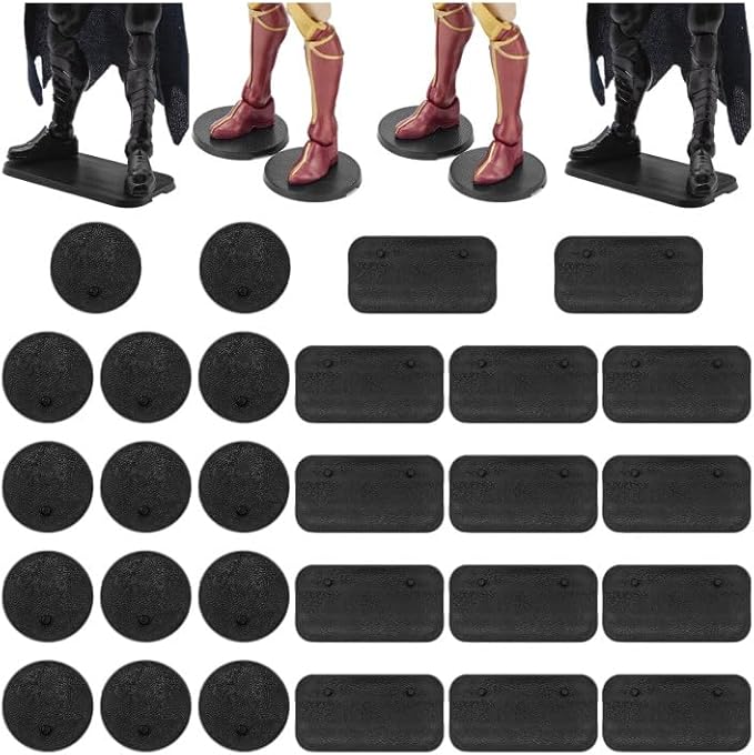 28PCS 6inch Action Figure Stand Bases, Assembly Display Holder Accessories, Fit for Most 1/12 Scale Mavel Legends Series/Gi Jeo Classified Series/D C/Mo tu Figures, Black/ Mix Square & Round Shape