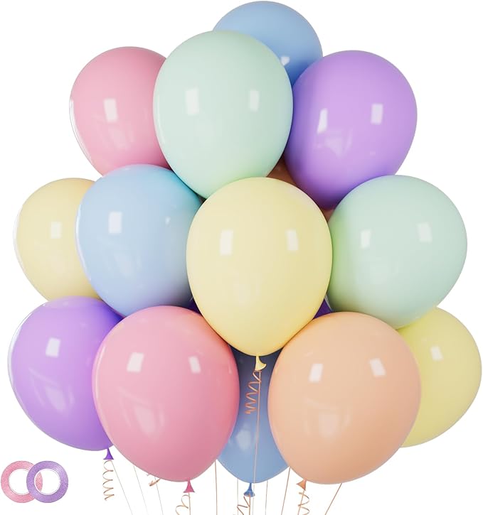 Pastel Balloons 100 Pack 12 inch Pastel Colors Latex Party Balloons for Birthday Rainbow Party Baby Shower Wedding Decorations
