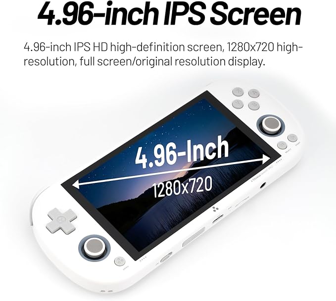 Trimui Smart Pro Handheld Game Console 4.96-Inches Display Game Console, Linux System with Allwinner A133P Processor Built-in 64G TF Card White