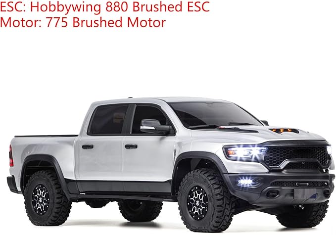 1/8 Remote Control Off Road Car Traction Hobby AWD RC Model Vehicle 2Speed Gearbox Metal Drive Shaft Shock Absorber No Battery Hobby Grade Model for Adult Hobby(Silver)