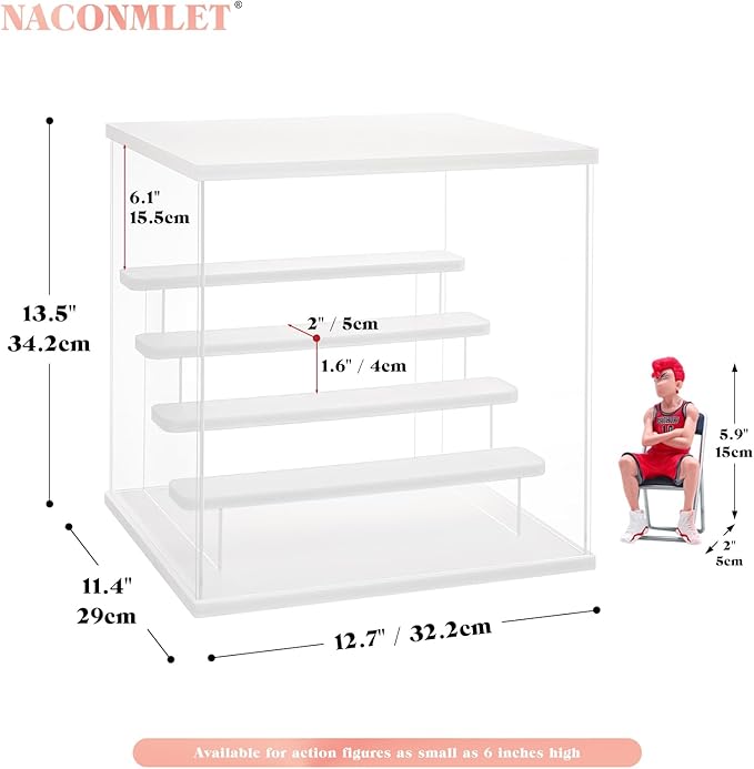 5 Tier Acrylic Display Stand for Funko Pop Figures, Clear Tiered Riser Shelf for Action Figures, Amiibo & Nendoroid, Sturdy Step Display Riser for Collectibles and Blind Box(12.6"x11.4"x13.3"inches)