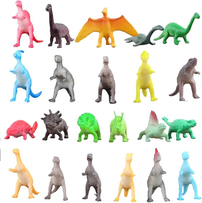 82 Piece Mini Dinosaur Toy Set for Dino Party Favor Supplies Birthday Cupcake Toppers - Assorted Vinyl Plastic Figure Toys for Kids Toddler Pinata Filler School Carnival Prize Bulk Goodie Bag Stuffers