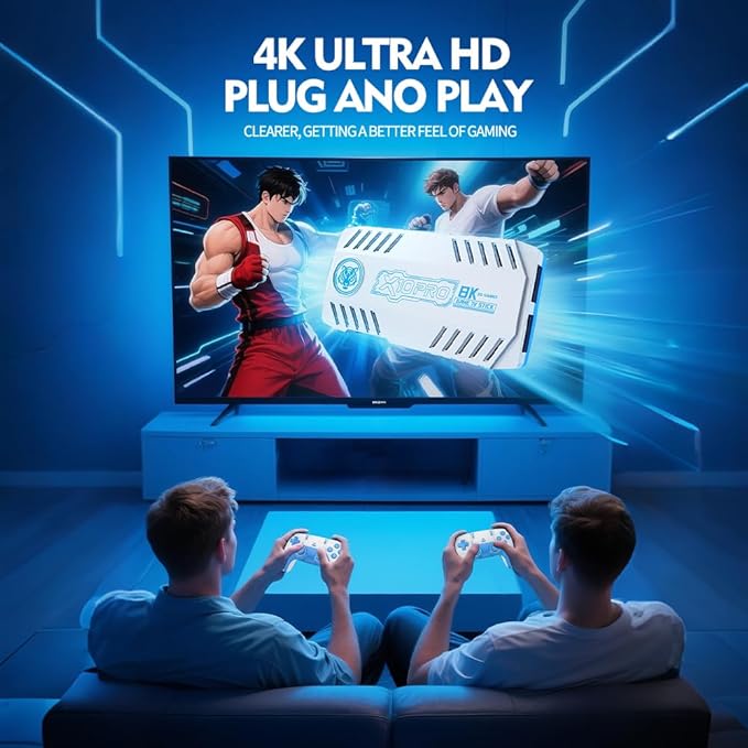 X10 PRO Retro Game Stick with 50000+ Games, 4K HDMI HD Plug and Play Game Stick with 2 Controllers, Support 50+ Simulators, 2 Player Battle (Style 1)