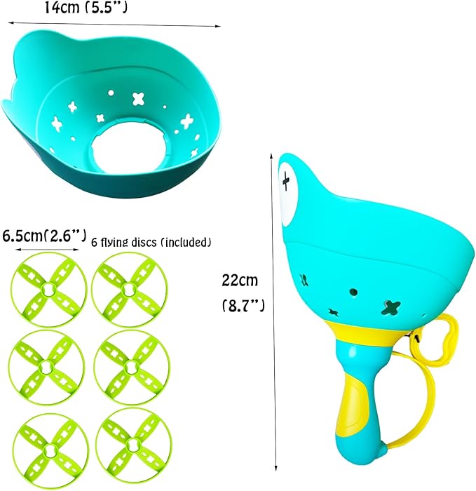 Disc Launcher Toy Kids Yard Flying Spinner Fairy Hover Helicopter Propeller Toy Outdoor Capture Catching Chasing Game Gift for Boy Girl Age 4 5 6 7 8 9 10 (Green, 1 Pack)
