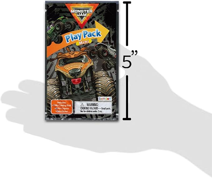 8 Pc Monster Jam Mini Party Favors Set - Bundle with 8 Play Packs with Mini Coloring Books, Stickers, and Goodie Bags | Monster Jam Birthday Party Supplies Decorations