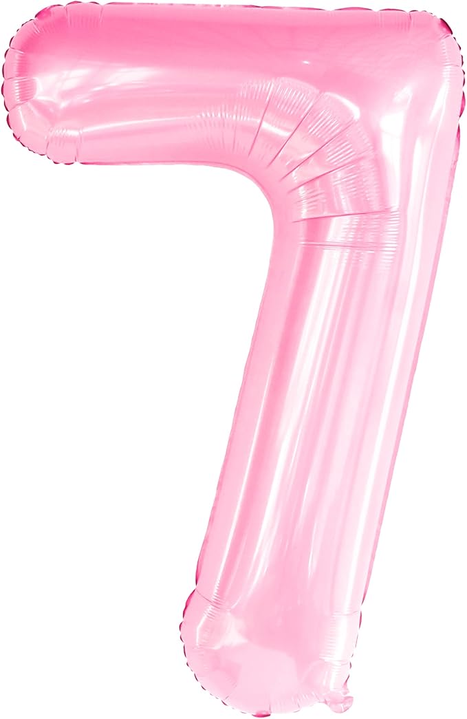 KatchOn, Light Pink Giant Number 7 Balloon - 40 Inch, Pink 7 Balloon for 7th Birthday Decorations for Girls