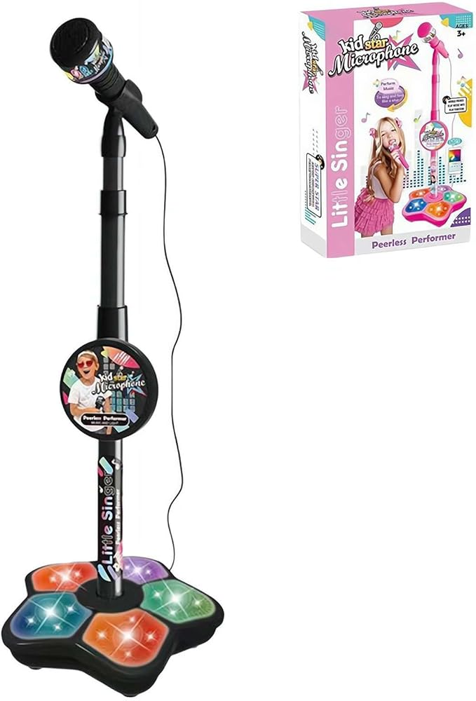 Kids Microphone with Stand, Microphone for Kids, Kid Karaoke Machine for Girls, Toddler Microphones, Kid Microphones for Singing, Musical Toy for Fun Sound Effects, for Children