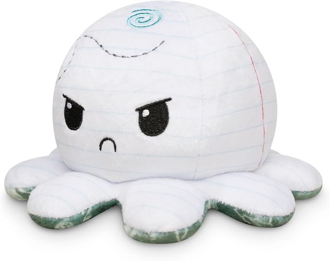 TeeTurtle Reversible Octopus Plushie 4-Inch Chalkboard + Notebook Two-Sided Flip Plush Toy with Embroidered Details Cute Mini Collectible Plush for Kids, Teens, and Adults