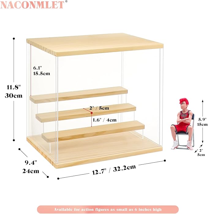 Clear Acrylic Display Case for Funko Pops & Action Figures - 4 Layer Dustproof Showcase with RGB Lighting, Multi-Tier Collectible Display Box, Dimensions: 12.6" x 9.4" x 11.7"