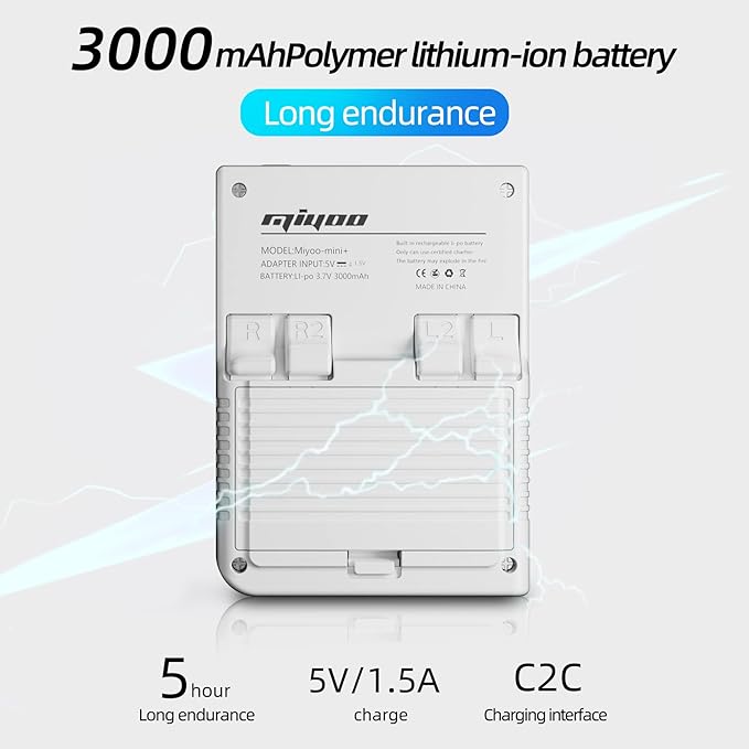 Miyoo Mini Plus Handheld Game Console 3.5 inch Classic System Retro Video Games Consoles Portable Rechargeable Hand Held 64G with Case White