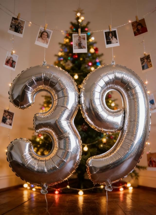 Laser Silver Number Balloon 40 Inch, 0 Number Balloons, 10 20 30 40 50 Numbers Balloon Birthday Decorations, Party Supplies for Women