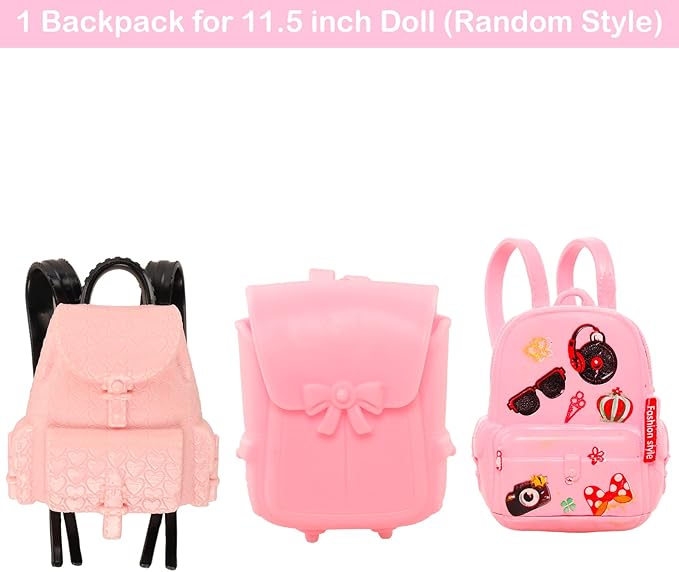 ENOCHT 19 Pcs Girl Doll School Accessories Backpack Mini Desk Lamp Laptop Mini Globe Glasses and Headset for 11.5 Inch Doll School Playset
