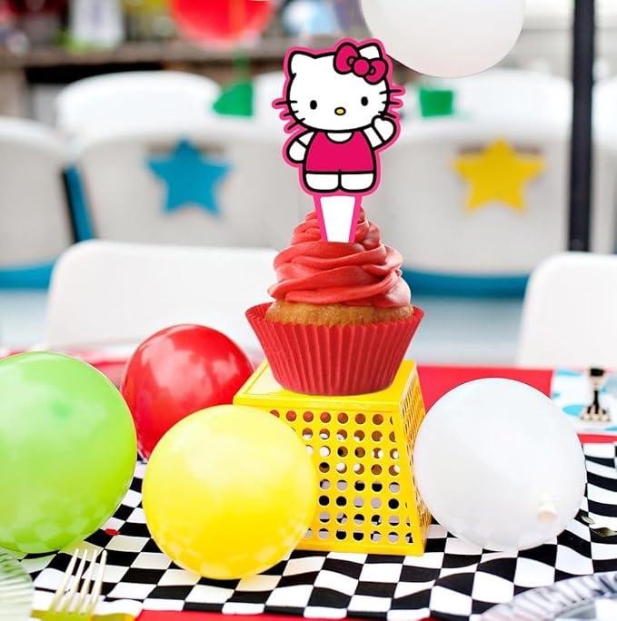 Kitty Birthday Party Supplies, 24PCS Cupcake Toppers Decorations for Kawaii Party Supplies Decor