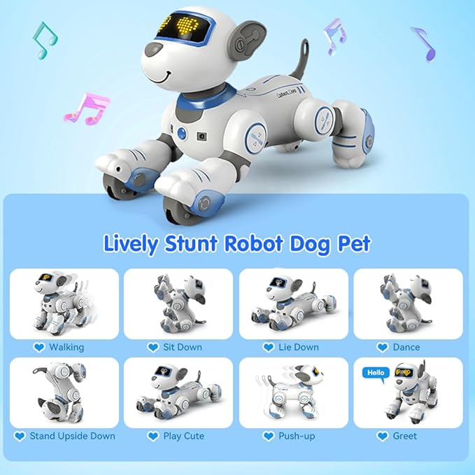 VATOS Remote Control Robot Dog Toy for Kids - Interactive Touch & Follow 17 Functions Robot Dog Pet, Programmable Smart Walking Puppy Intelligent Dancing Dog Robot Toys for Girls 3-12 Gifts
