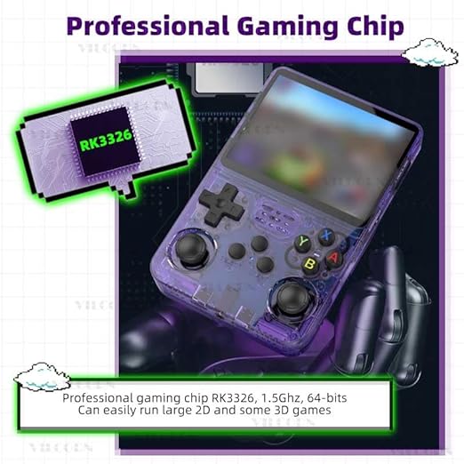 VILCORN 256G R36S Retro Handheld Game Console 50+Simulators 3.5 Inch Screen Portable Gaming Handheld Player Support Arkos Linux System & One-Click Boost (purple)