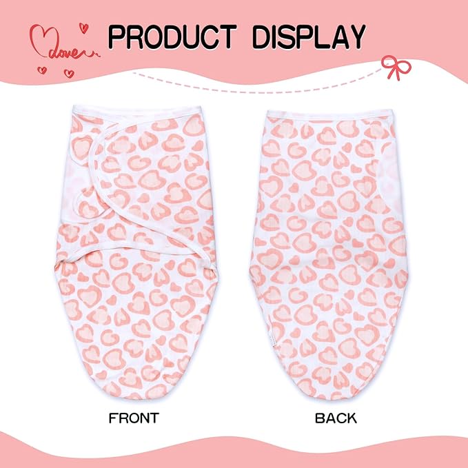 Reborn Baby Dolls Clothes Outfit Accessories Pink Heart Swaddle Blanket & Hat 2 Pcs Set for 17-22 Inch Reborn Doll Newborn Girl&Boy