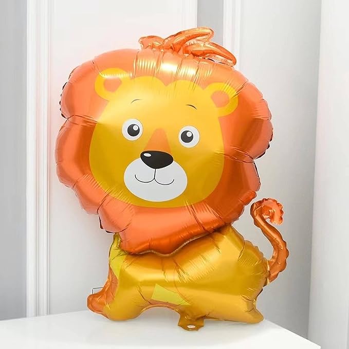 Giant Woodland Lion Balloons - 33 Inch Lion Shaped, Pack of 4 for Jungle Safari Themed Kids Birthday Party Decorations