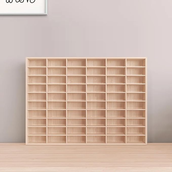 1:64 Scale Toy Car Display Case Organizer Storage, Wooden Wheel Rack Wall Mounted with 60 Compartments, Stylish Diecast Car Display Rack for Toy Car, Collectibles, Figurines (52x4x35.6cm)