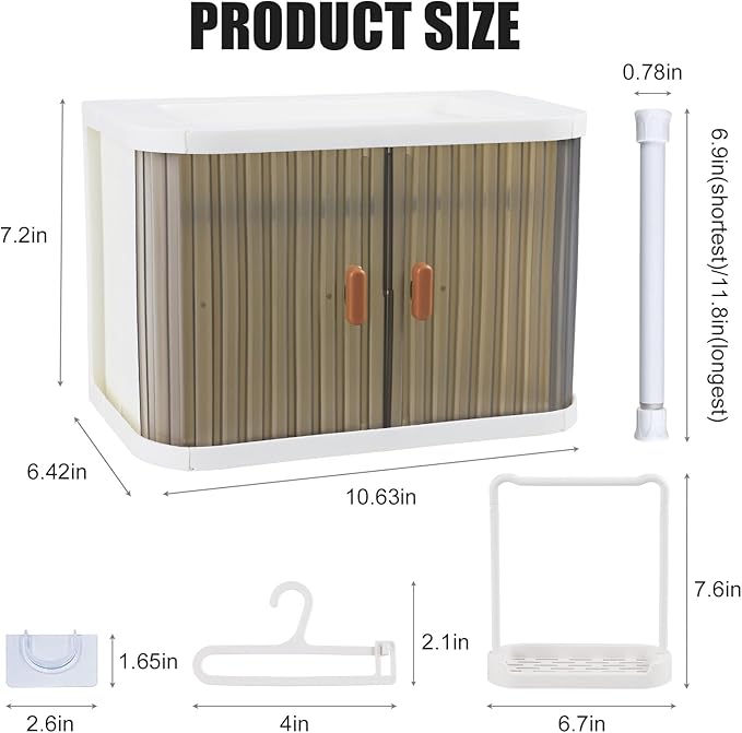 Foldable Doll Wardrobe Closet Storage Box Compatible with Labubu Clothes with 15 Hangers & Rod - Stackable Organizer Cabinet for 15/17cm Doll Clothes with Dust-Resistant Cover and Display Shelf