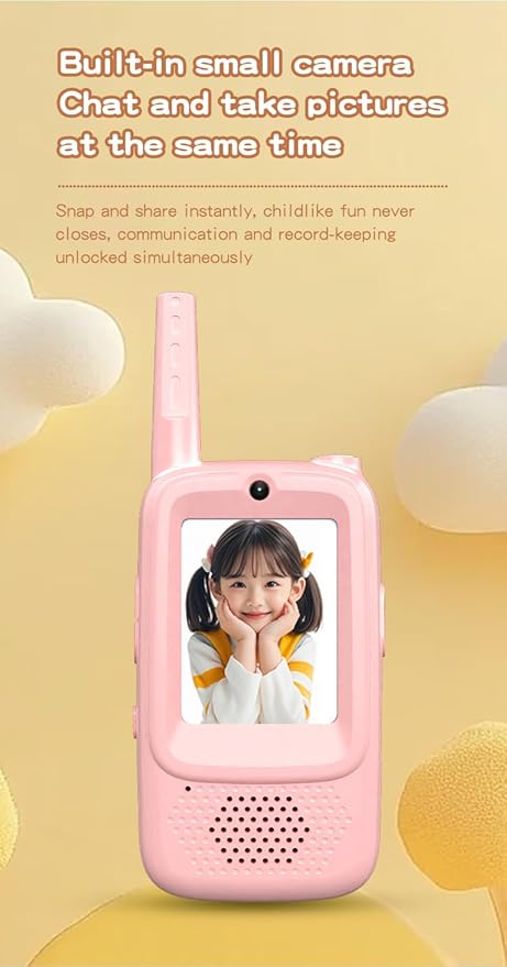 Kids Video Walkie Talkie Set, 2 Video Walkie Talkie Toys for Kids with 2.0" Screen, Voice Changer, Voice Chat,Photo Share,Emojis,300m Range, Blue and Pink, for Children 3-12 Years (Pink+Blue)