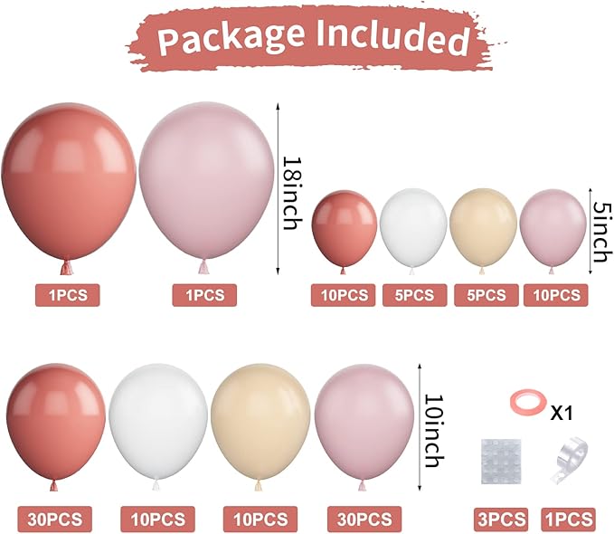 Pink Apricot Balloon Garland Arch Kit,Retro Pink Macaron Pink Apricot Latex Balloons for Baby Shower Wedding Birthday Graduation Anniversary Bachelorette Party Background Decoration